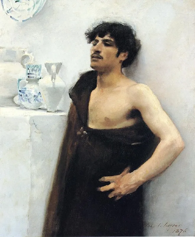 John Singer Sargent, "Young Man in Reverie", 1876, 30 x 24 in, Watercolor on paper